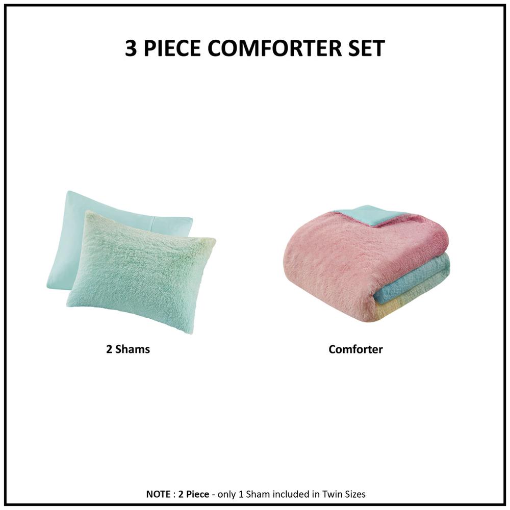 Ombre Shaggy Faux Fur Comforter Set. Picture 4