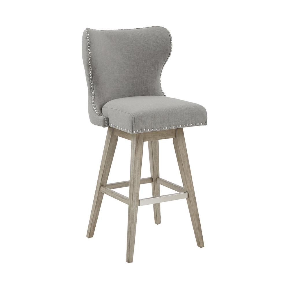 High Wingback Button Tufted Upholstered 30" Swivel Bar Stool. Picture 5