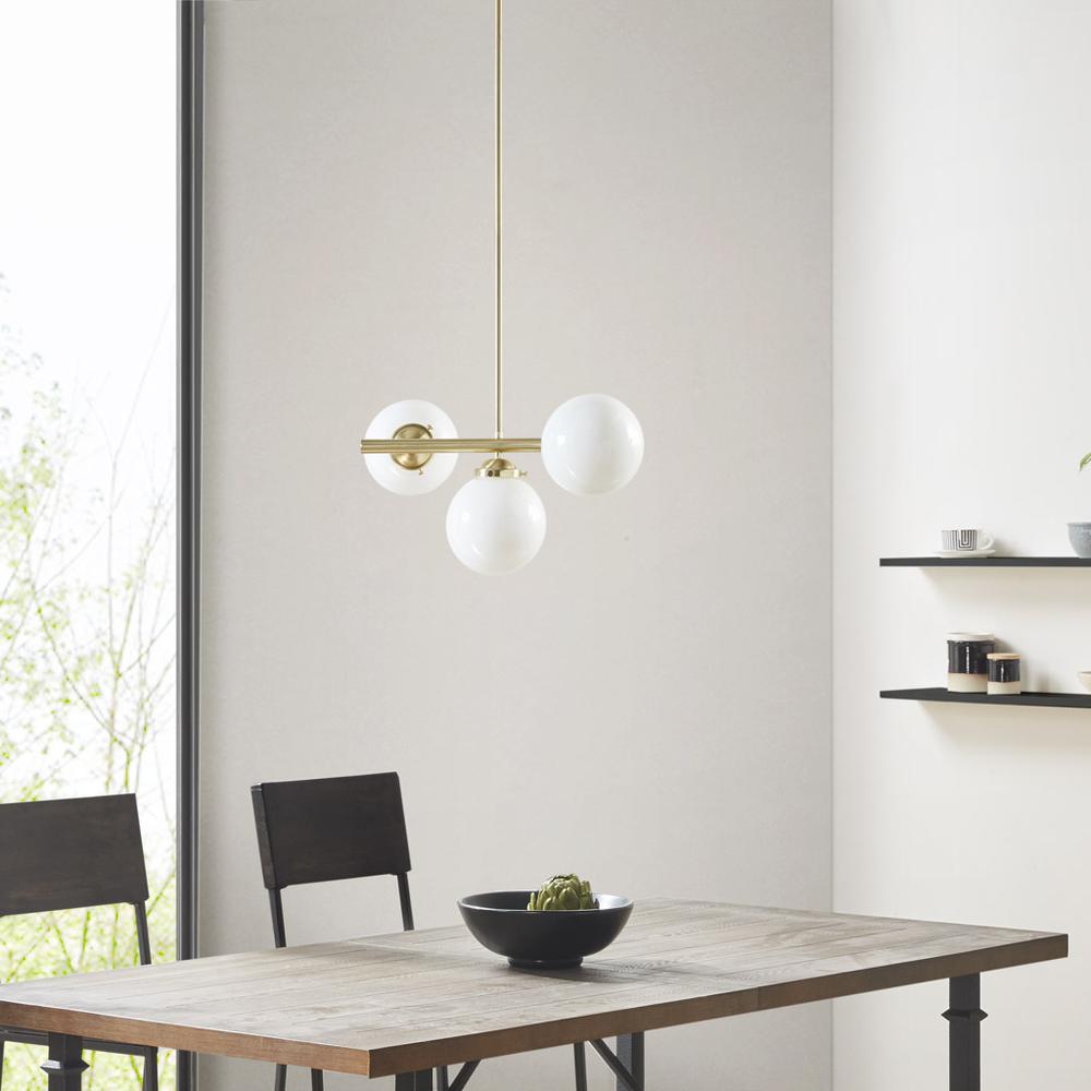 3-Light Chandelier with Frosted Glass Globe Bulbs. Picture 4