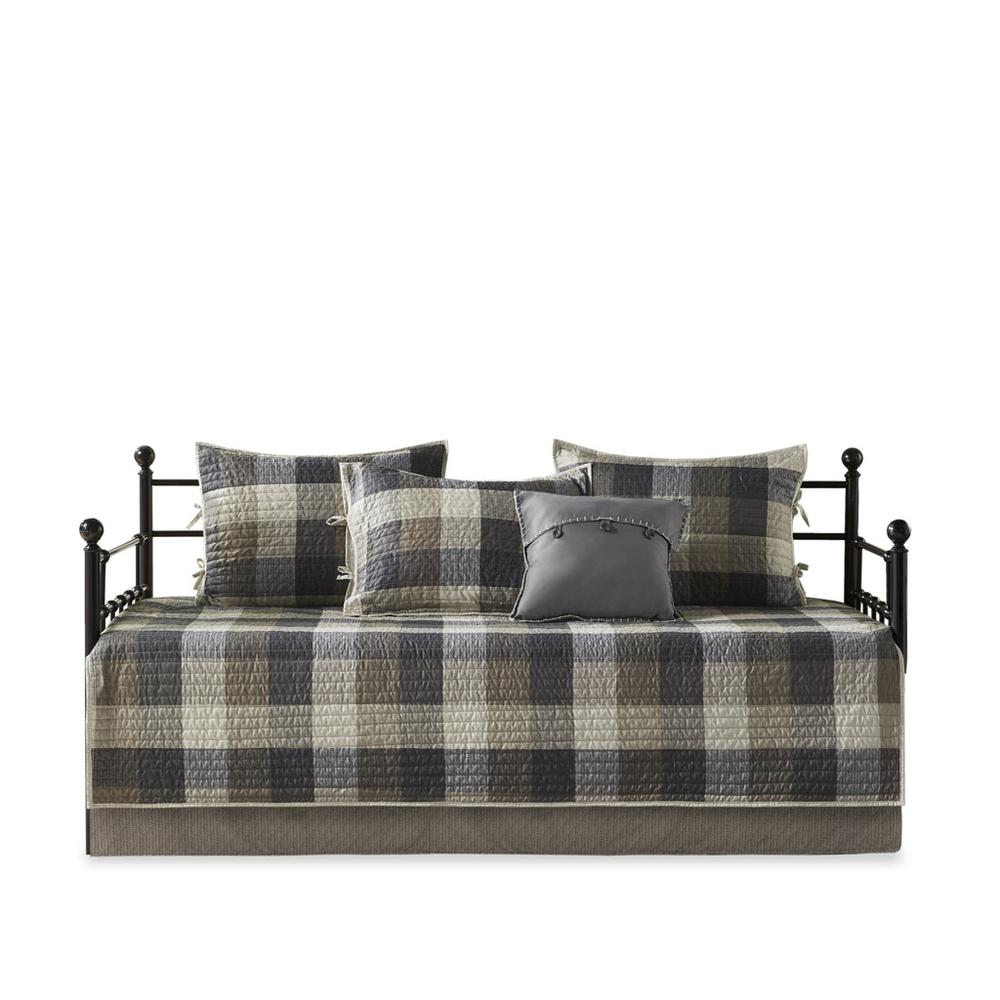 6 Piece Reversible Plaid Daybed Cover Set. Picture 2