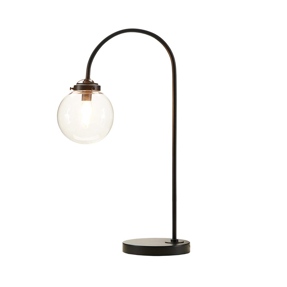 Arched Metal Table Lamp with Glass Globe Bulb. Picture 5