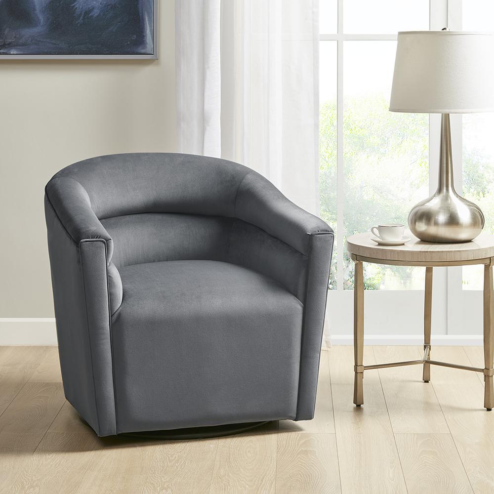 Upholstered Barrel 360 Degree Swivel chair. Picture 4