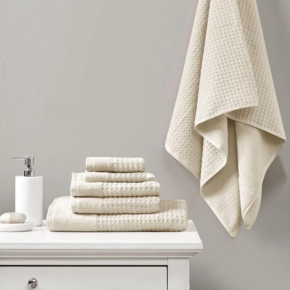 Cotton Waffle Jacquard Antimicrobial Bath Towel 6 Piece Set. Picture 3