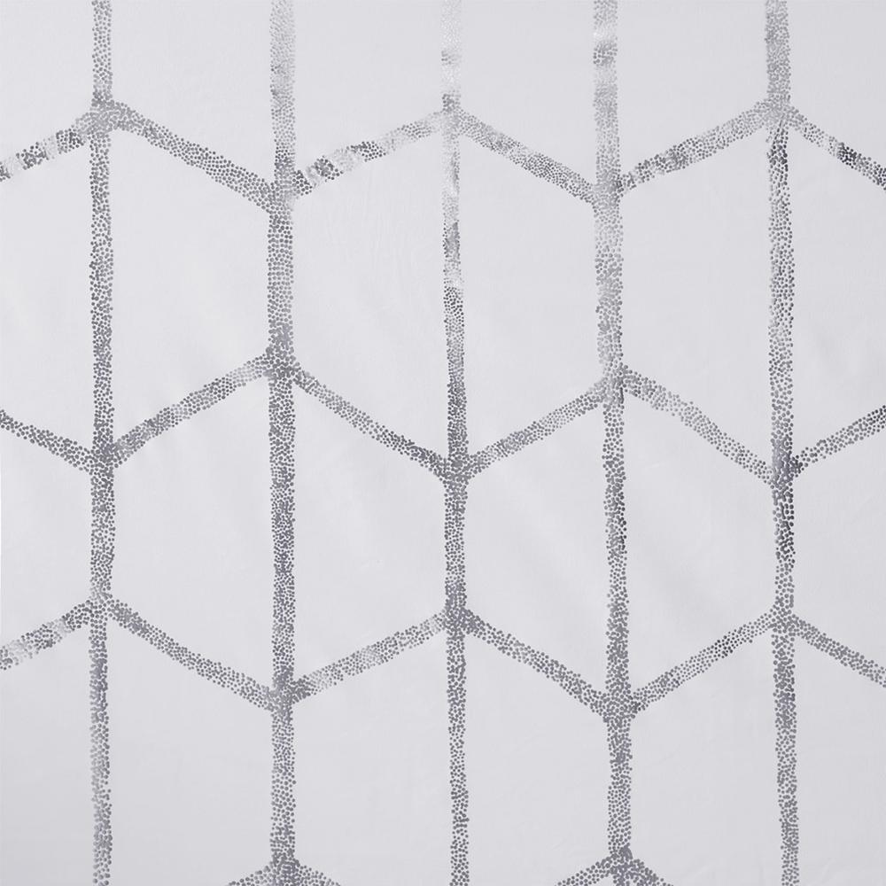 White/Silver Metallic Print Total Blackout Curtain Panel, Belen Kox. Picture 7