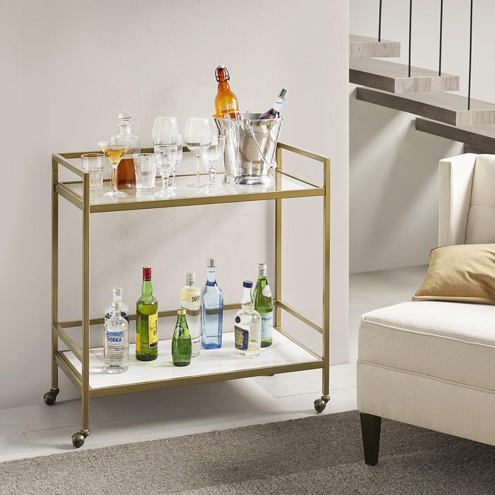 Two Tier Bar Cart on Wheels. Picture 4