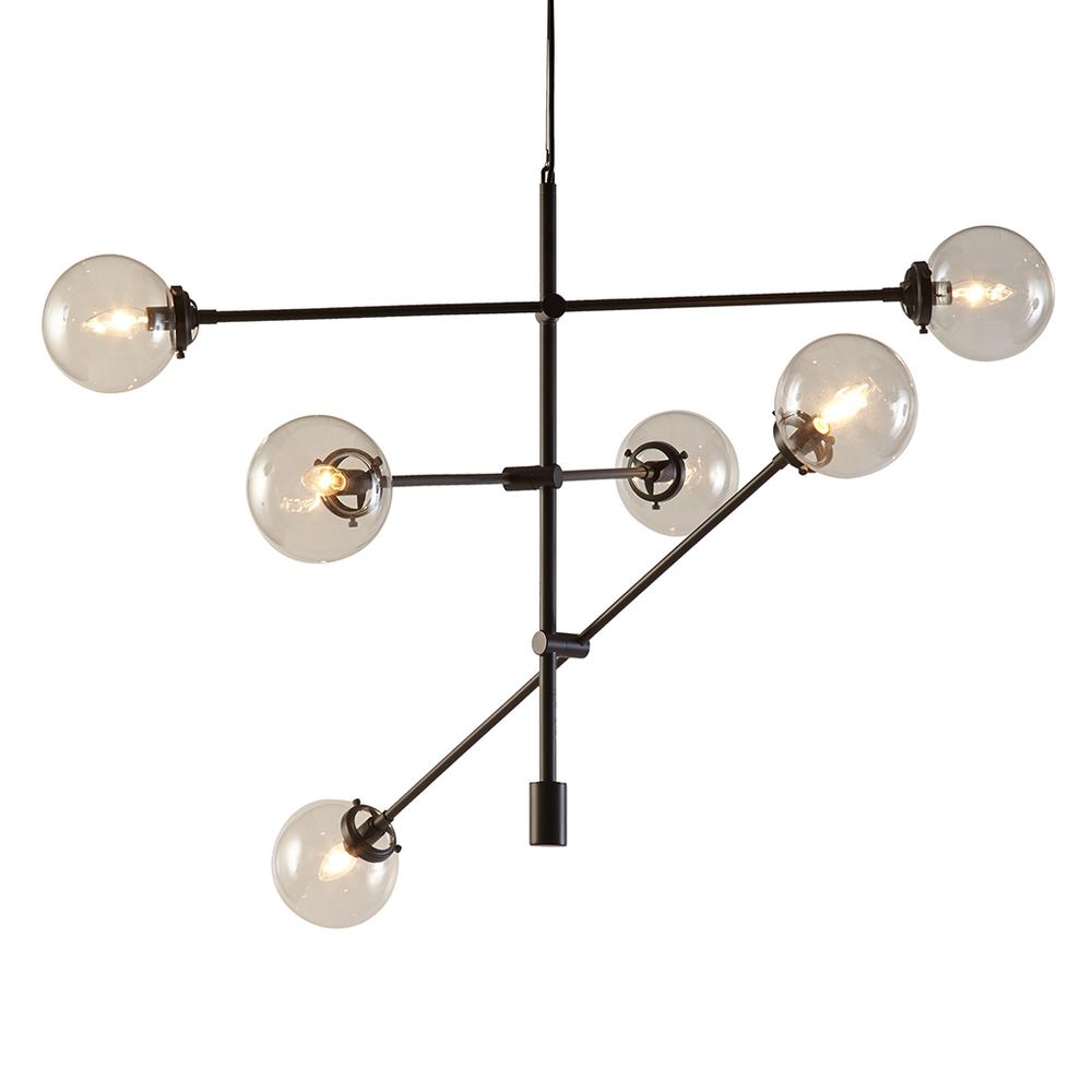 6-Globe Light Architectural Metal Chandelier. Picture 3