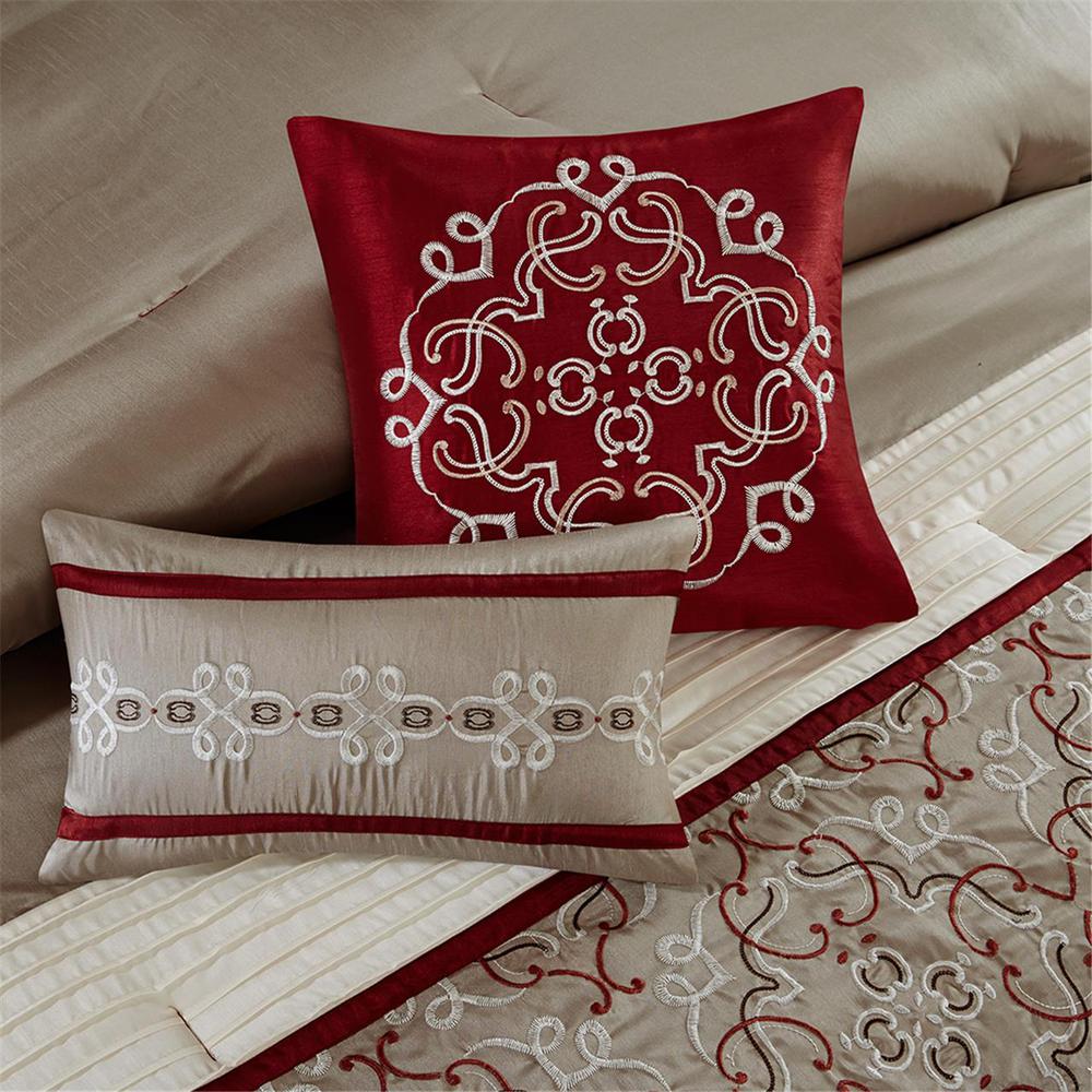Red Embroidered Royale 24-Piece Microfiber Comforter Set, Belen Kox. Picture 6