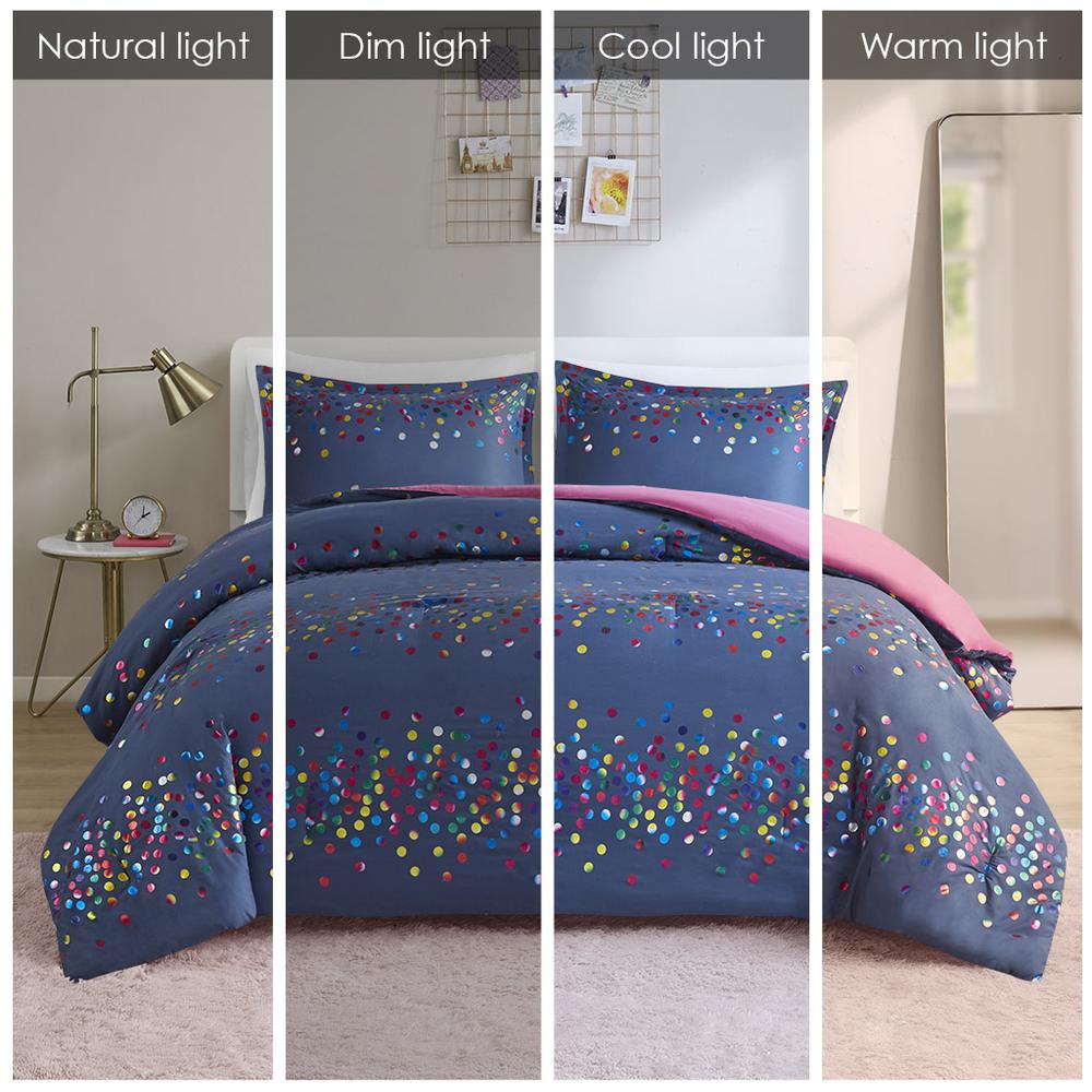 Rainbow Iridescent Metallic Dot Comforter Set. Picture 1