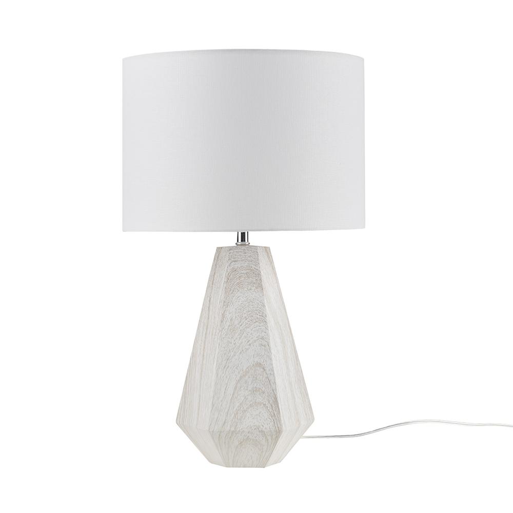 23" Resin Table Lamp with Faux Wood Texture. Picture 5