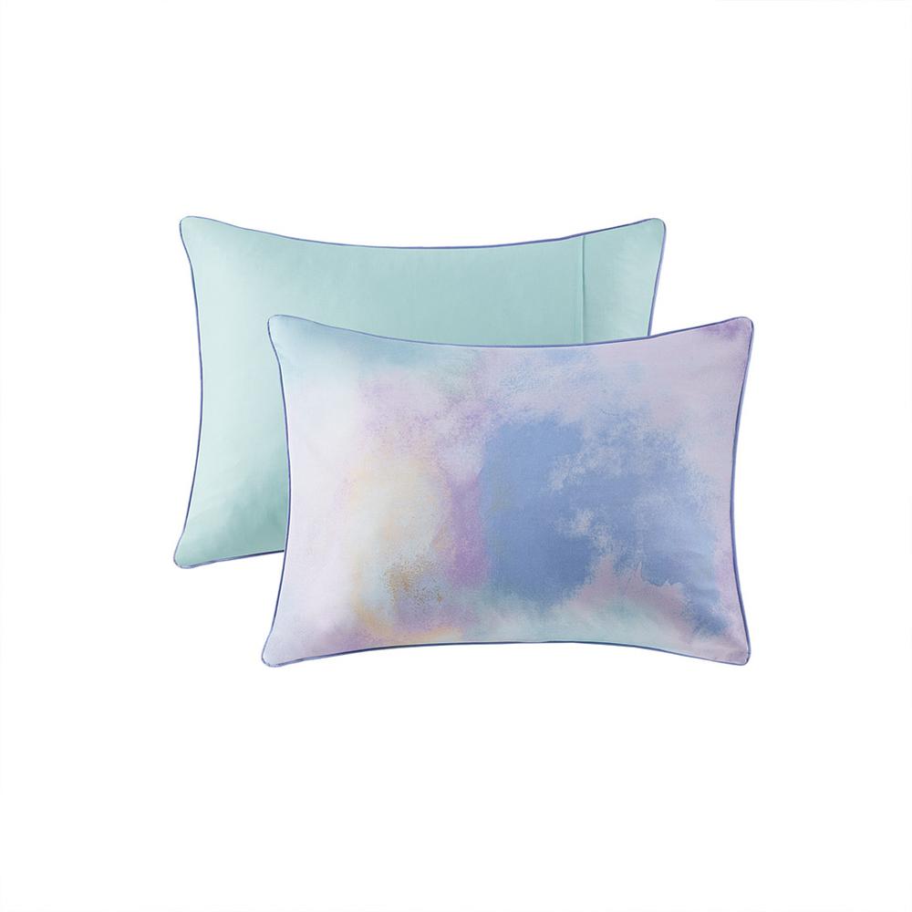 Watercolor Tie Dye Printed Comforter Set with Throw Pillow. Picture 1