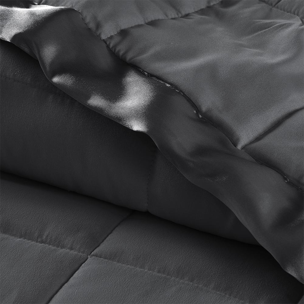 100% Polyester Microfiber 3M Scotchgard Solid Blanket - Charcoal. Picture 4