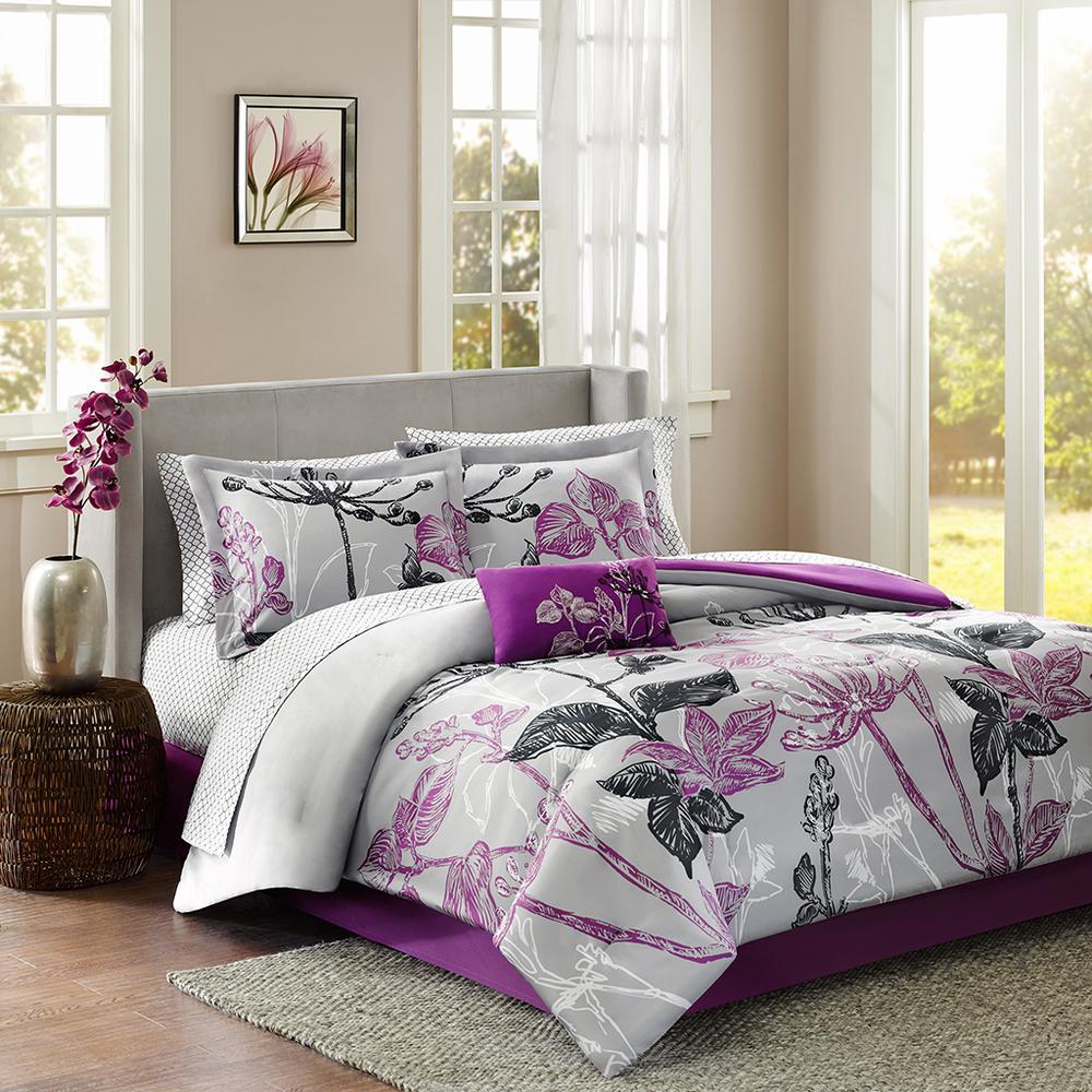 100% Polyester Microfiber Printed 9pcs Comforter Set,MPE10-023. Picture 1