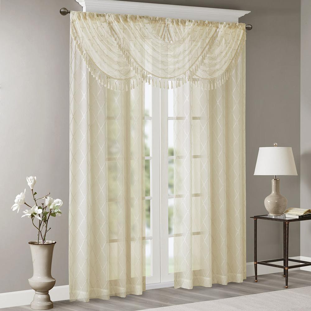 Diamond Sheer Embroidered Waterfall Valance. Picture 1