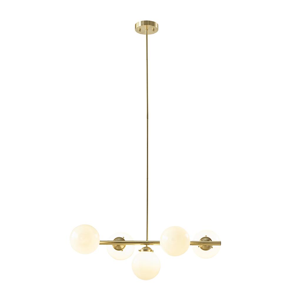 5-Light Chandelier with Frosted Glass Globe Bulbs. Picture 5