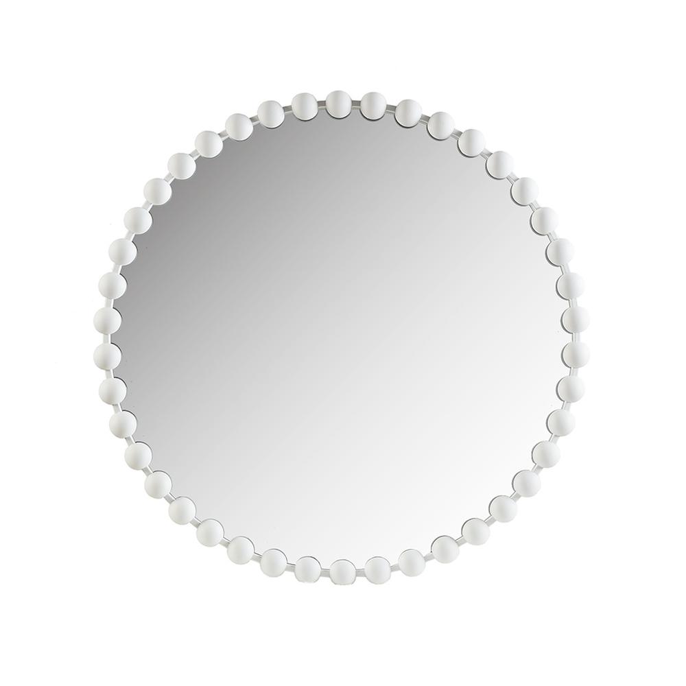 Beaded Round Wall Mirror 36"D. Picture 4