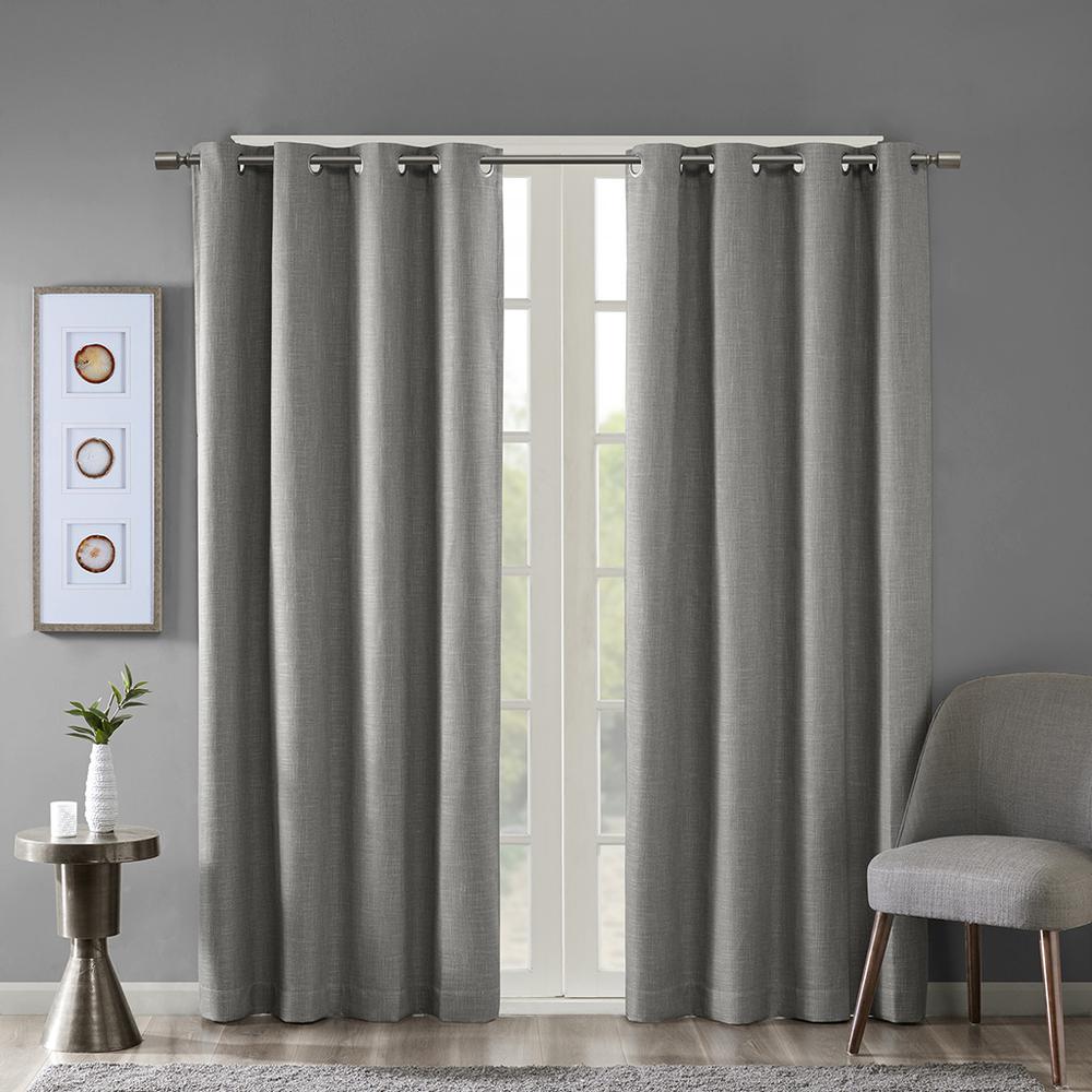 Printed Heathered Blackout Grommet Top Curtain Panel. Picture 4