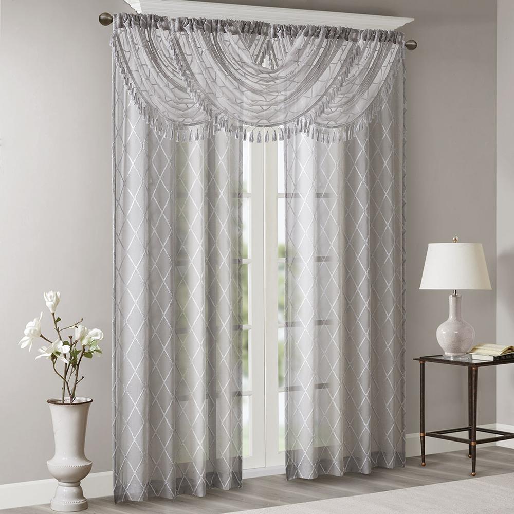 Diamond Sheer Embroidered Waterfall Valance. Picture 2