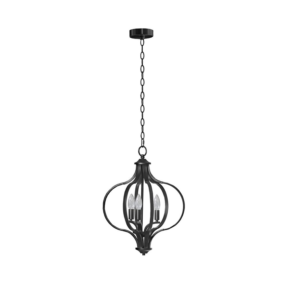 3-Light Metal Chandelier with Adjustable Chain. Picture 1