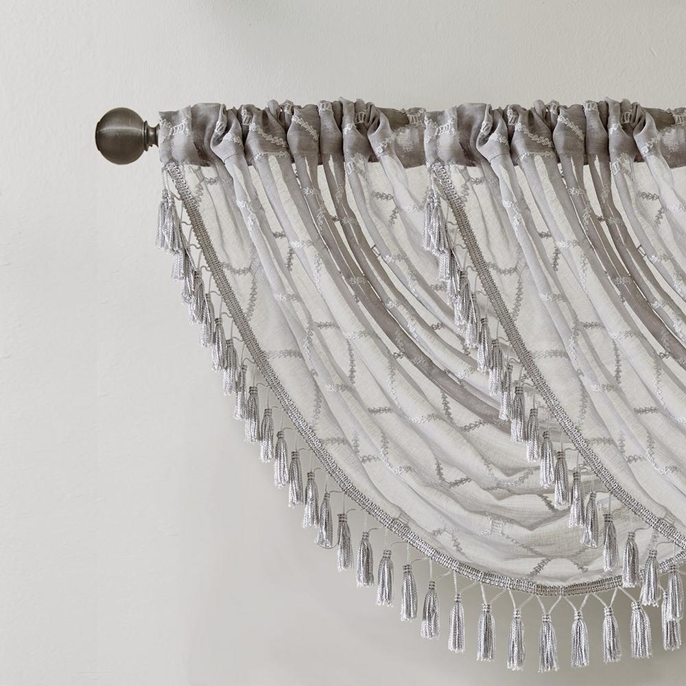 Diamond Sheer Embroidered Waterfall Valance. Picture 3