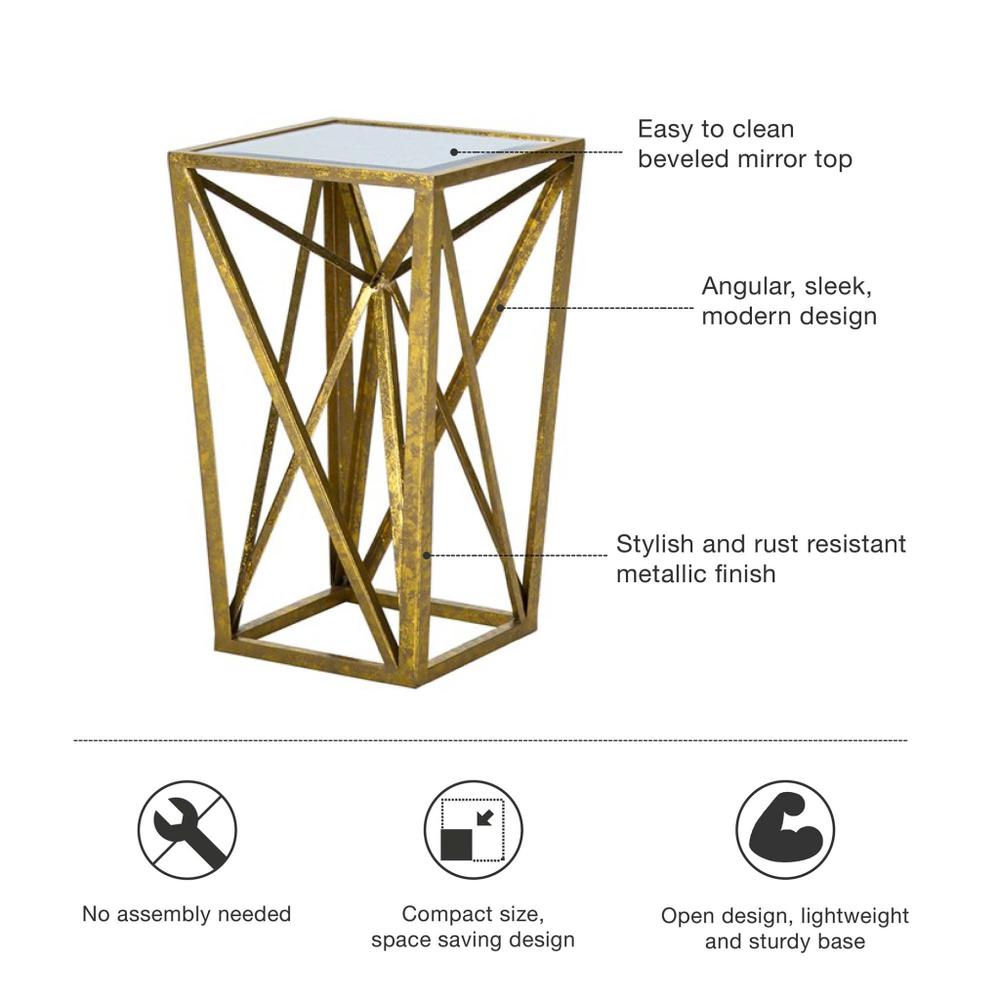 Gold Angular Mirror Accent Table/MDF. Picture 5