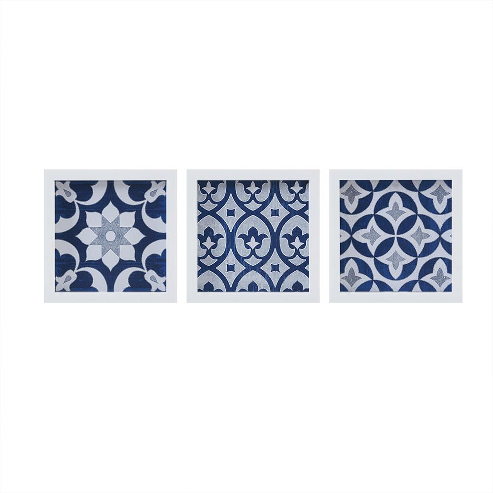 Distressed Navy Blue Medallion 3-piece Wall Decor Set. Picture 4