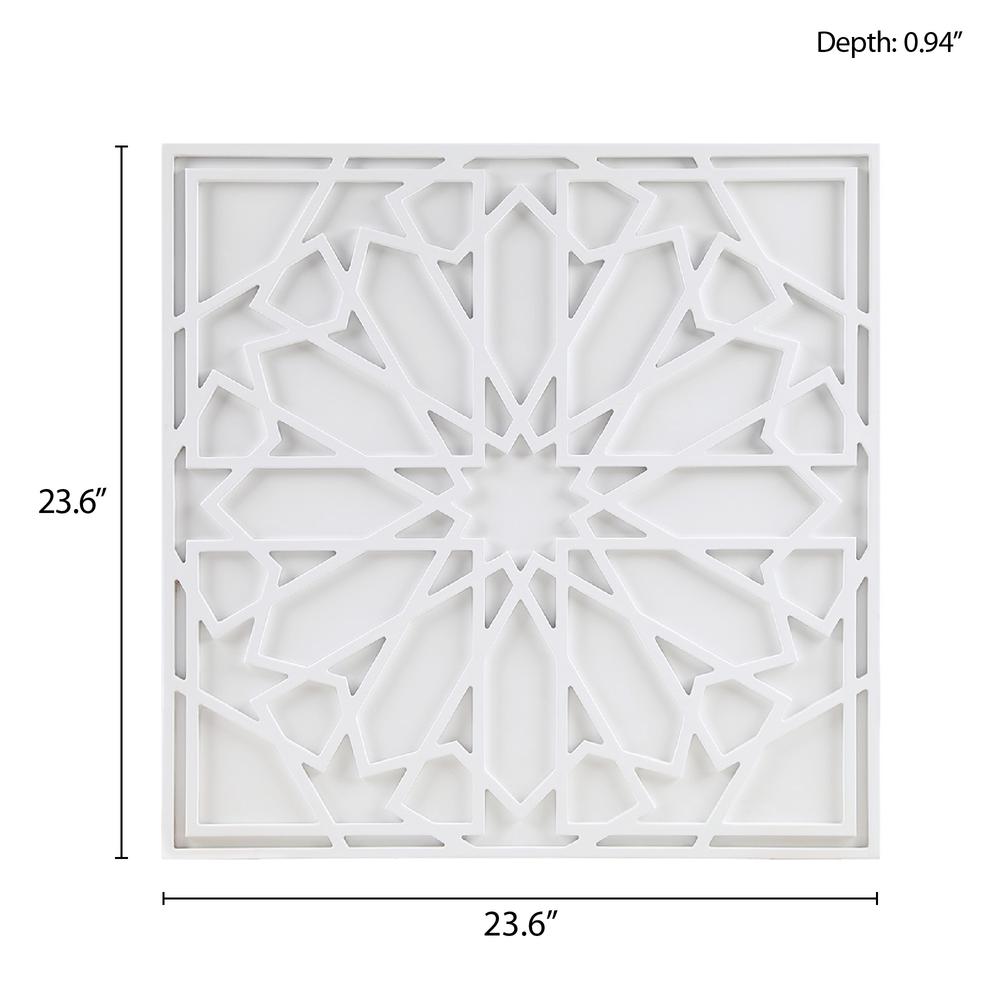 White Medallion Wood Wall Decor. Picture 5