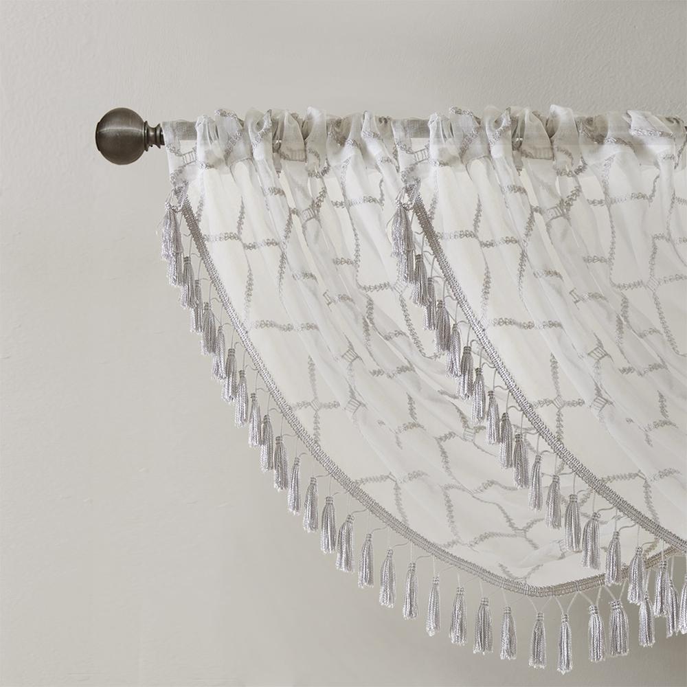 Diamond Sheer Embroidered Waterfall Valance. Picture 2
