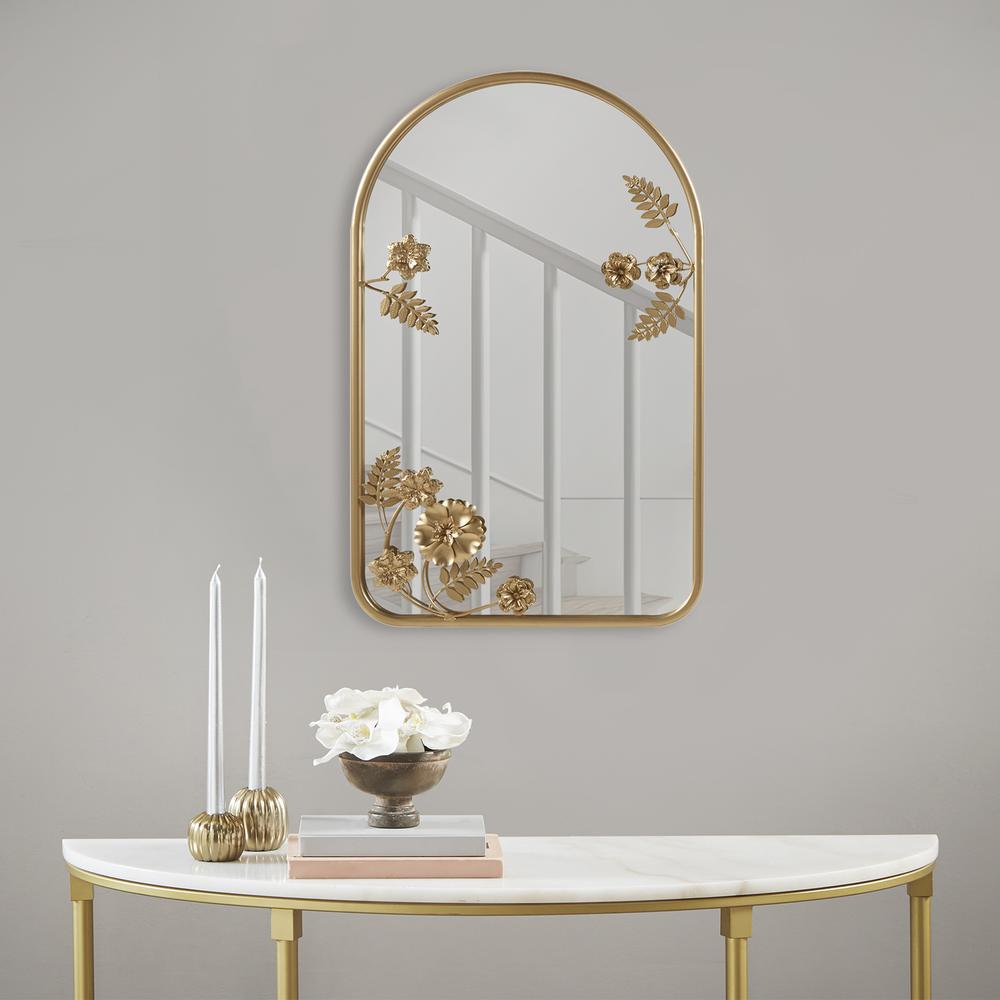 Arched Metal Floral Wall Mirror. Picture 2