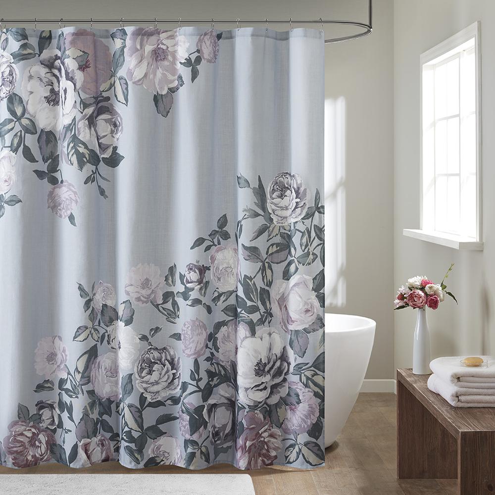 Cotton Floral Printed Shower Curtain. Picture 4