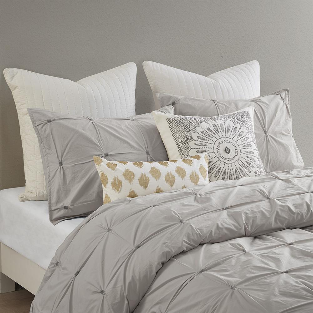3 Piece Elastic Embroidered Cotton Comforter Set. Picture 1