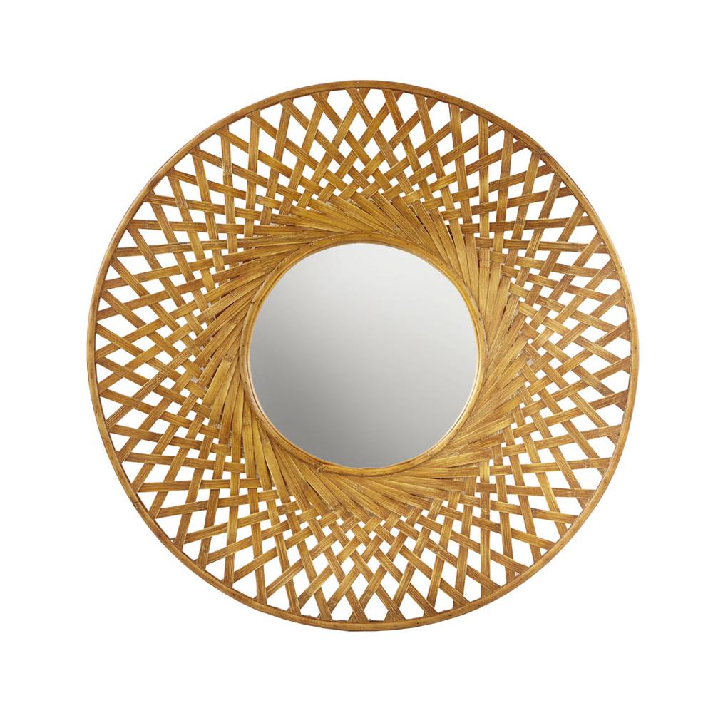 Round Bamboo Wall Decor Mirror. Picture 1