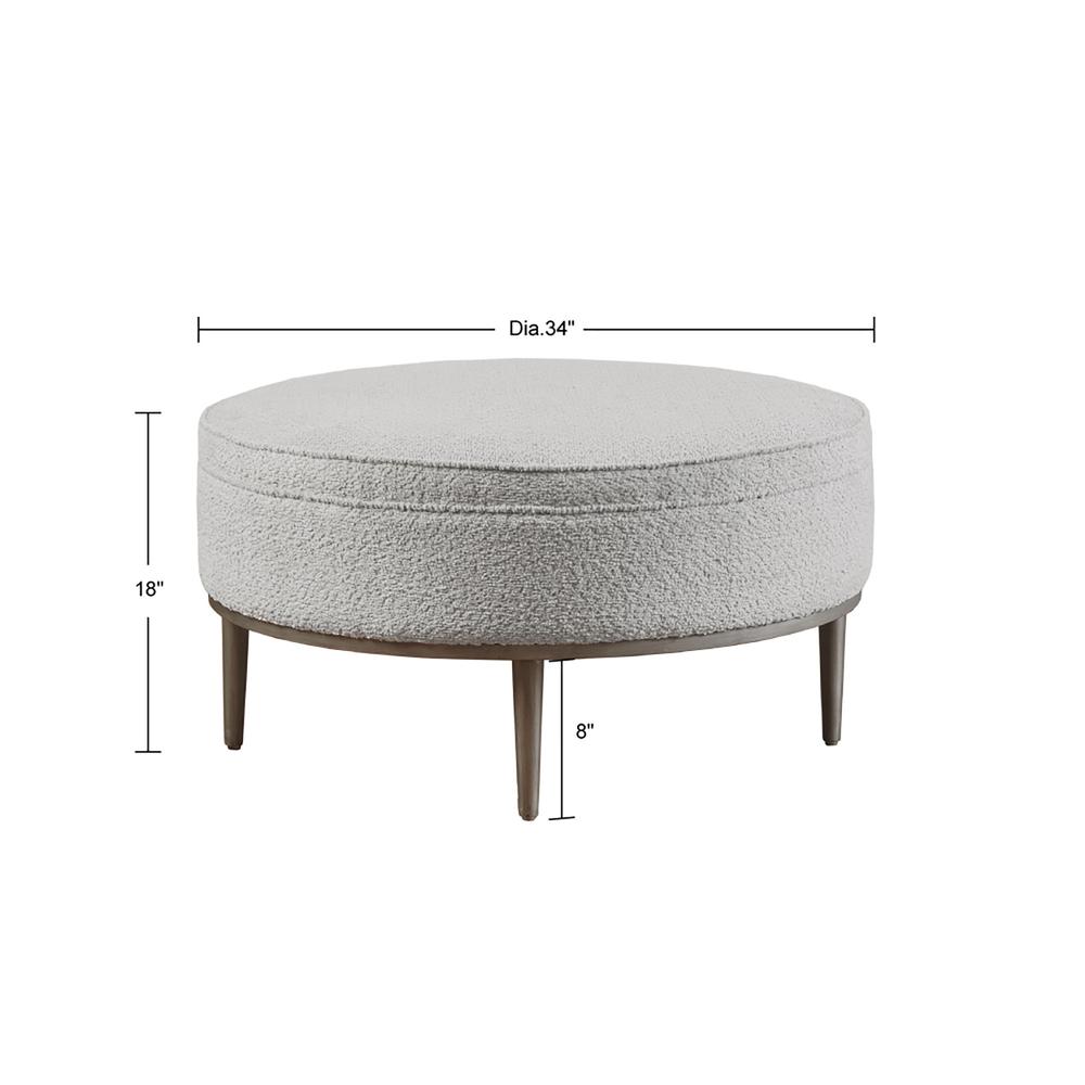 Upholstered Round Cocktail Ottoman with Metal Base 34" Dia. Picture 3