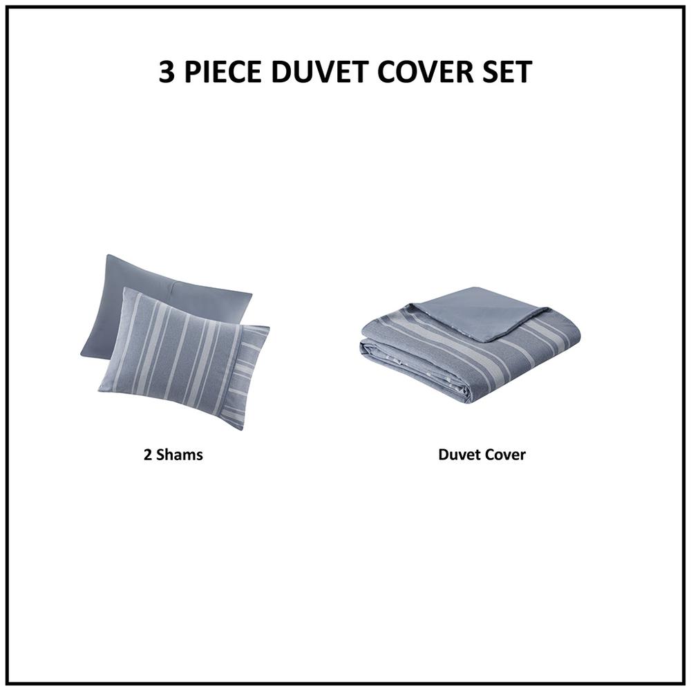 3 Piece Striped Herringbone Oversized Duvet Cover Set. Picture 2