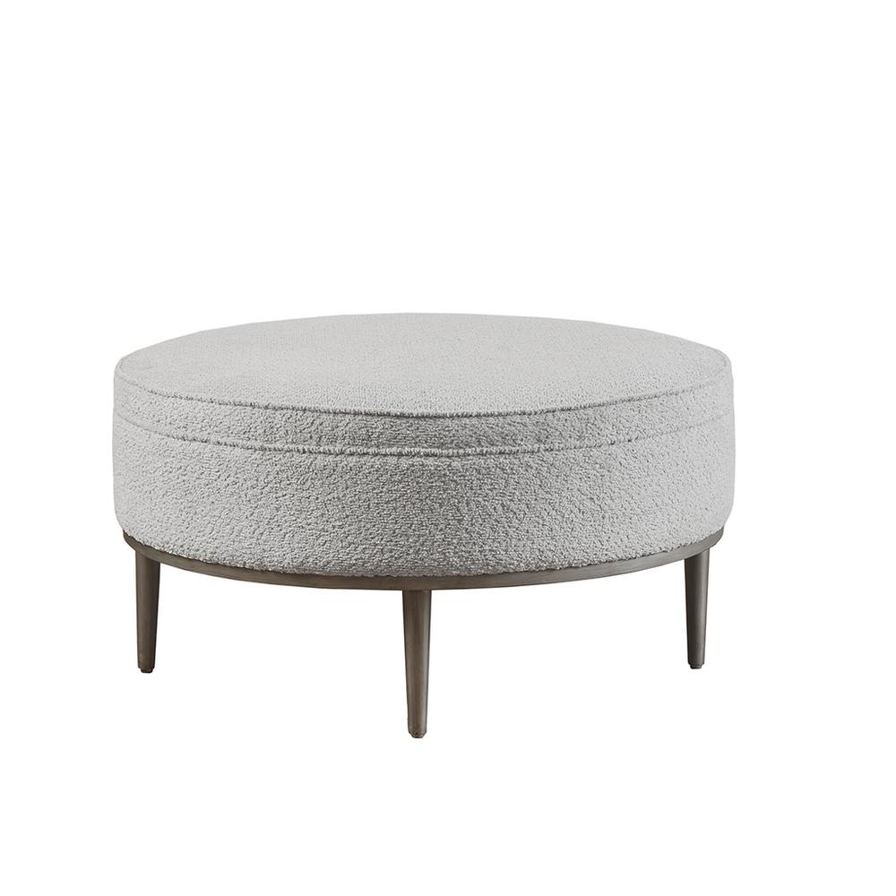 Upholstered Round Cocktail Ottoman with Metal Base 34" Dia. Picture 2