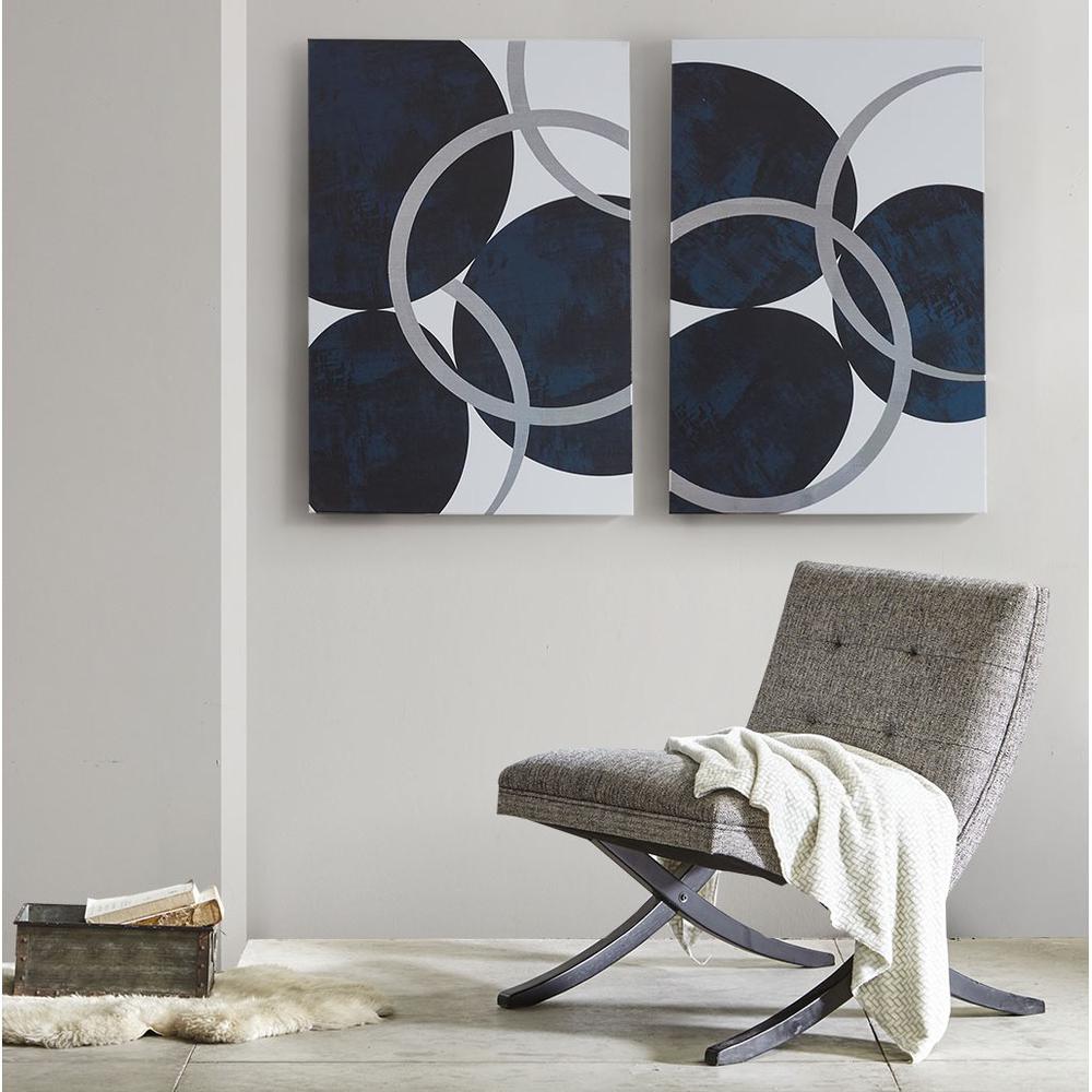Silver Foil Abstract 2-piece Canvas Wall Art Set. Picture 3