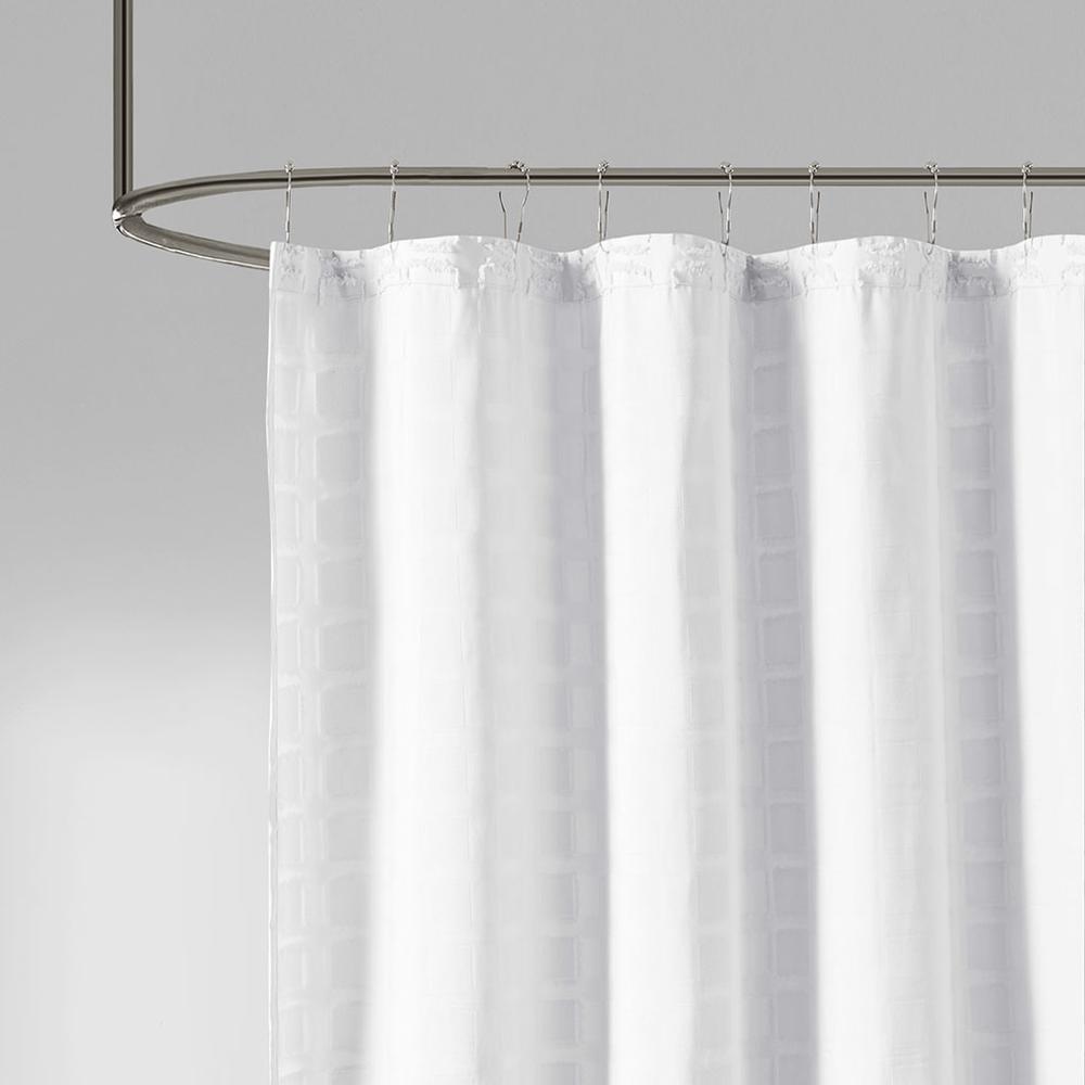 Woven Clipped Solid Shower Curtain. Picture 5