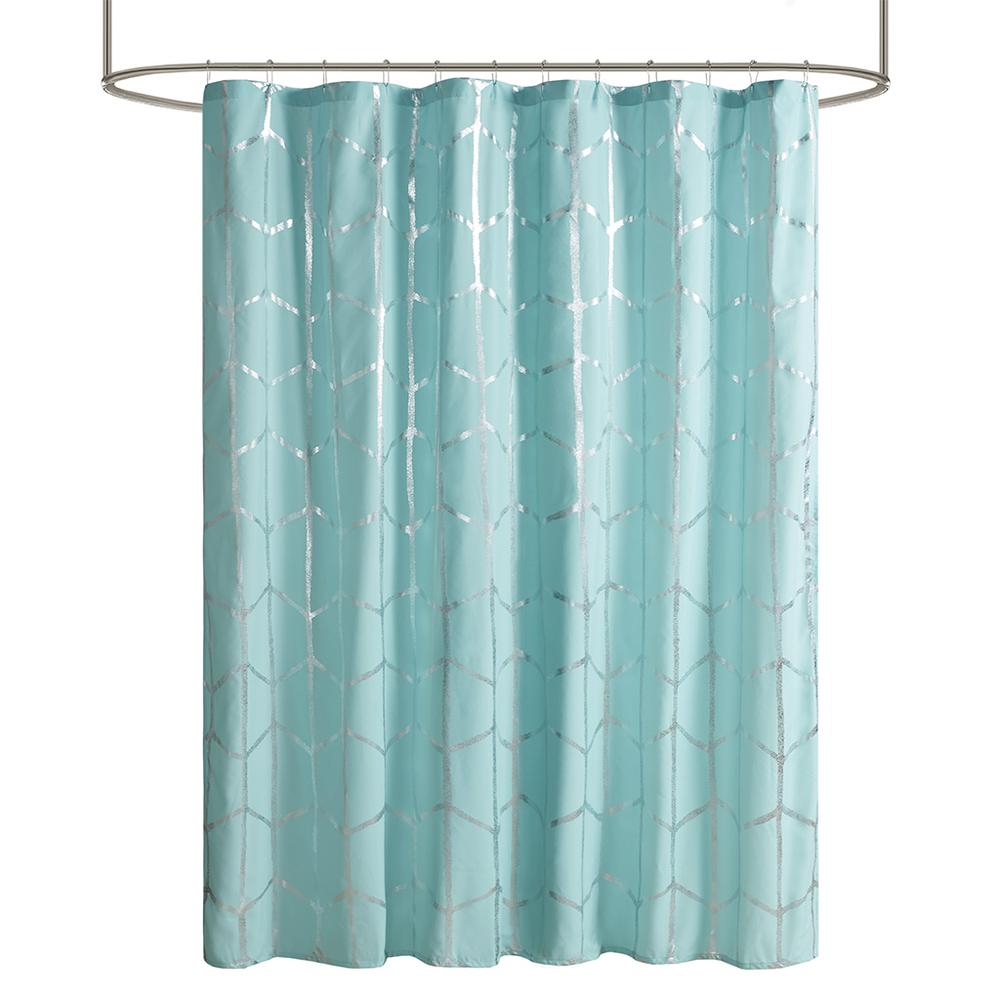 Printed Metallic Shower Curtain. Picture 1