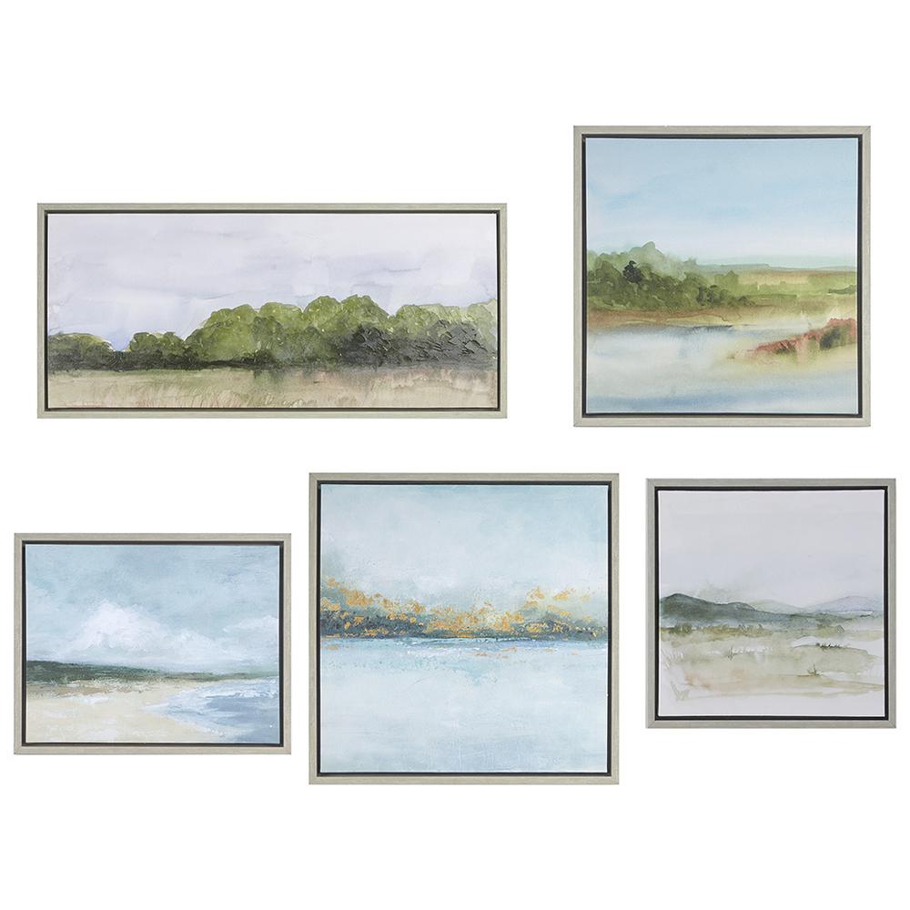 Framed Embellished Canvas Gallery 5PC Set, Multi. Picture 2