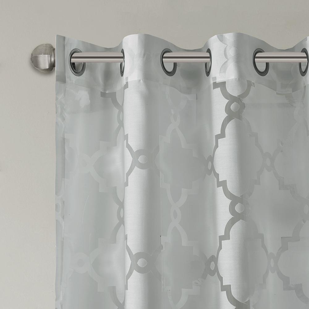 Fretwork Burnout Sheer Curtain Panel. Picture 2