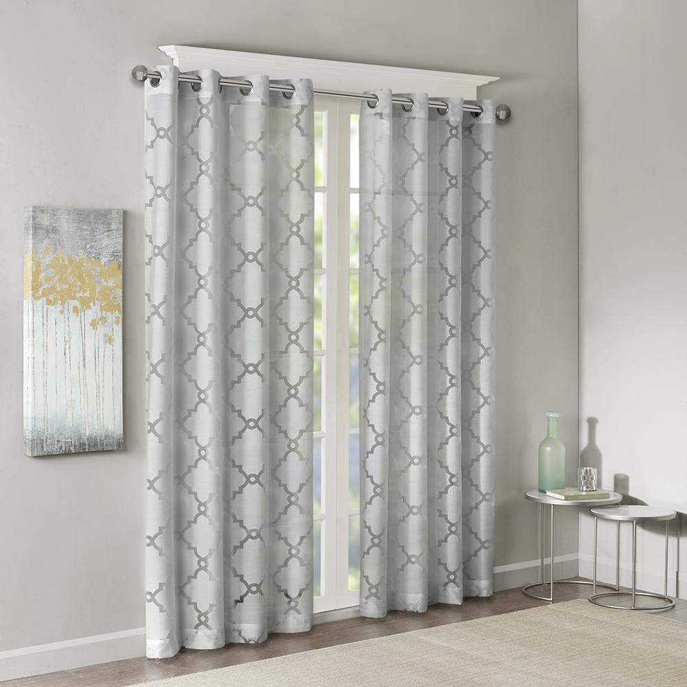 Fretwork Burnout Sheer Curtain Panel. Picture 4