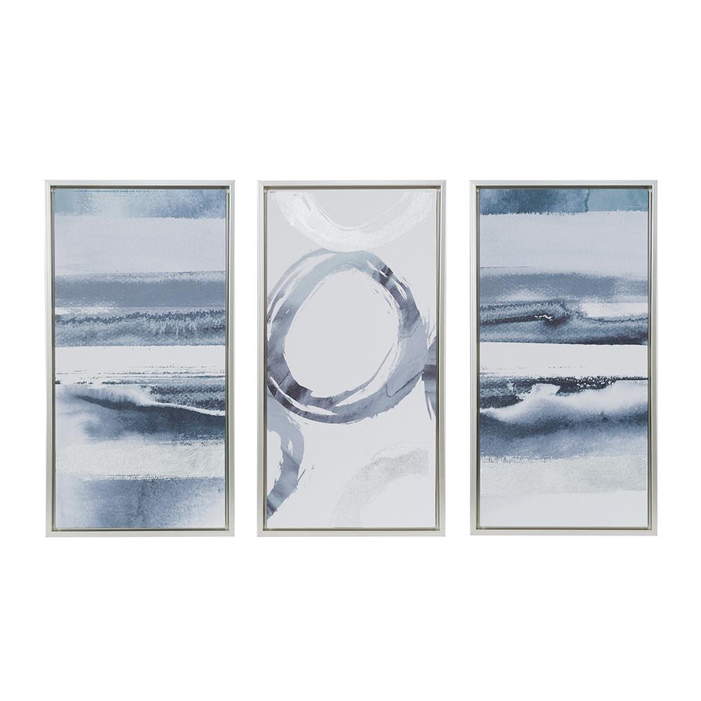 Silver Foil Abstract 3-piece Framed Canvas Wall Art Set. Picture 4