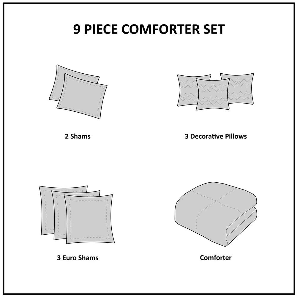 9 Piece Chenille Jacquard Comforter Set. Picture 2