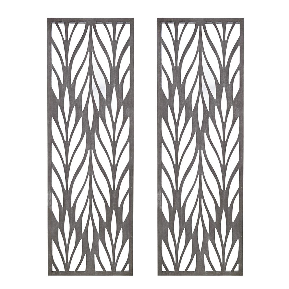 Grey Laser Cut Wood 2-piece Panel Wall Decor Set. Picture 4