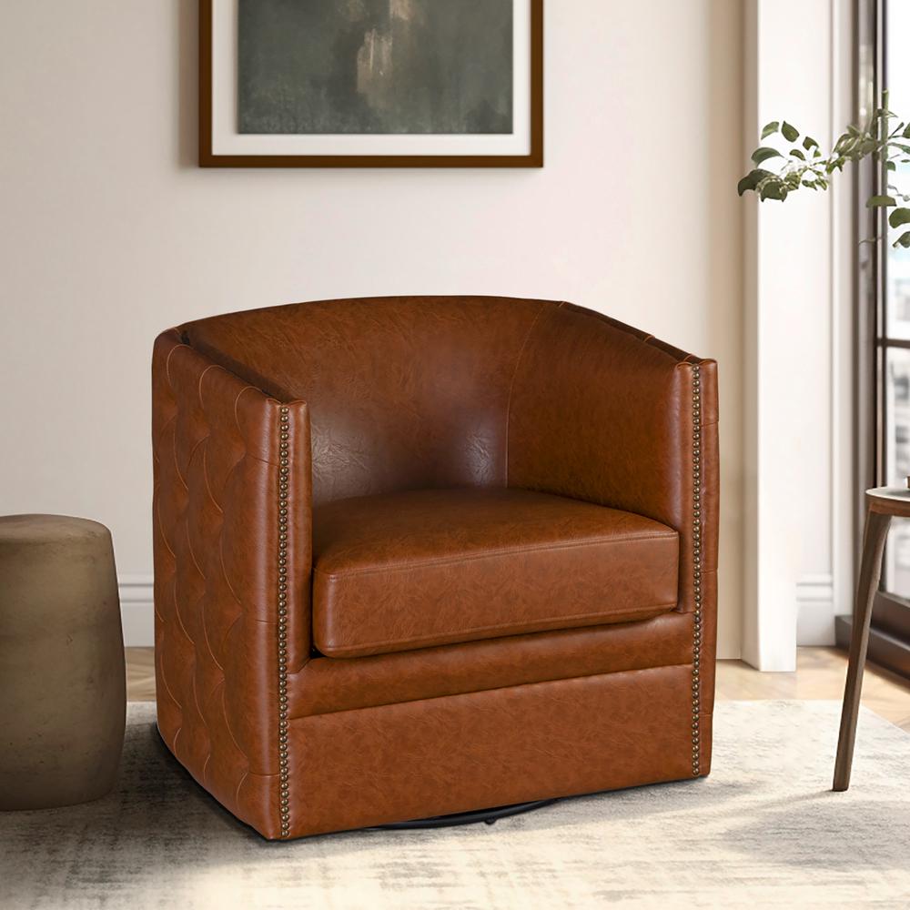 Tufted Barrel Swivel Chair. Picture 4