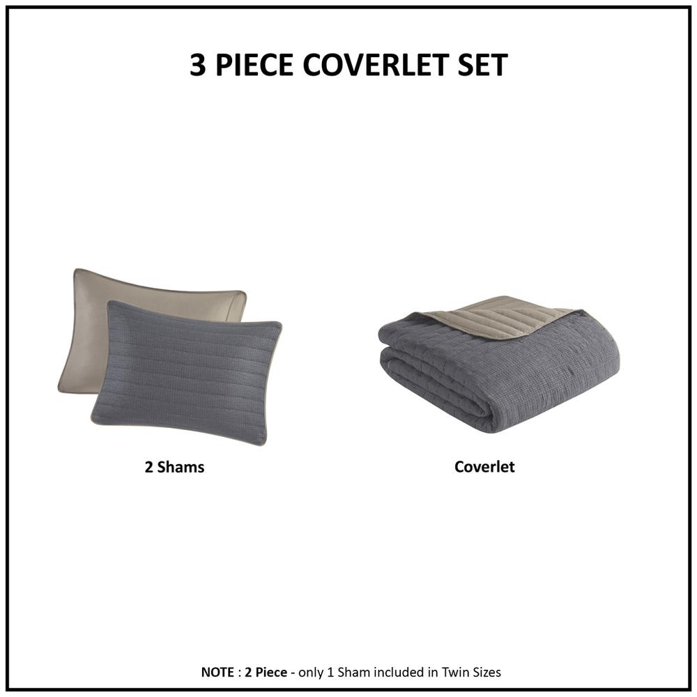 3 Piece Crinkled Microfiber Quilt Set. Picture 2