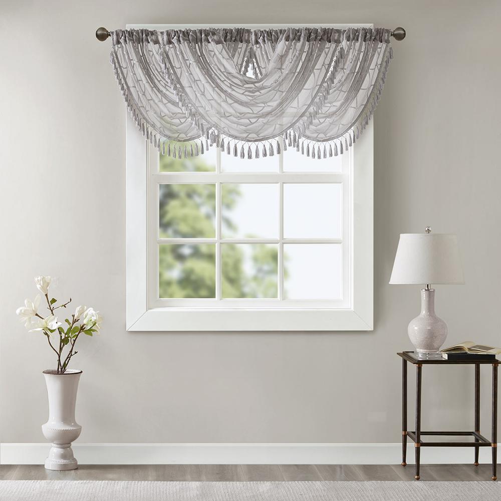 Diamond Sheer Embroidered Waterfall Valance. Picture 5