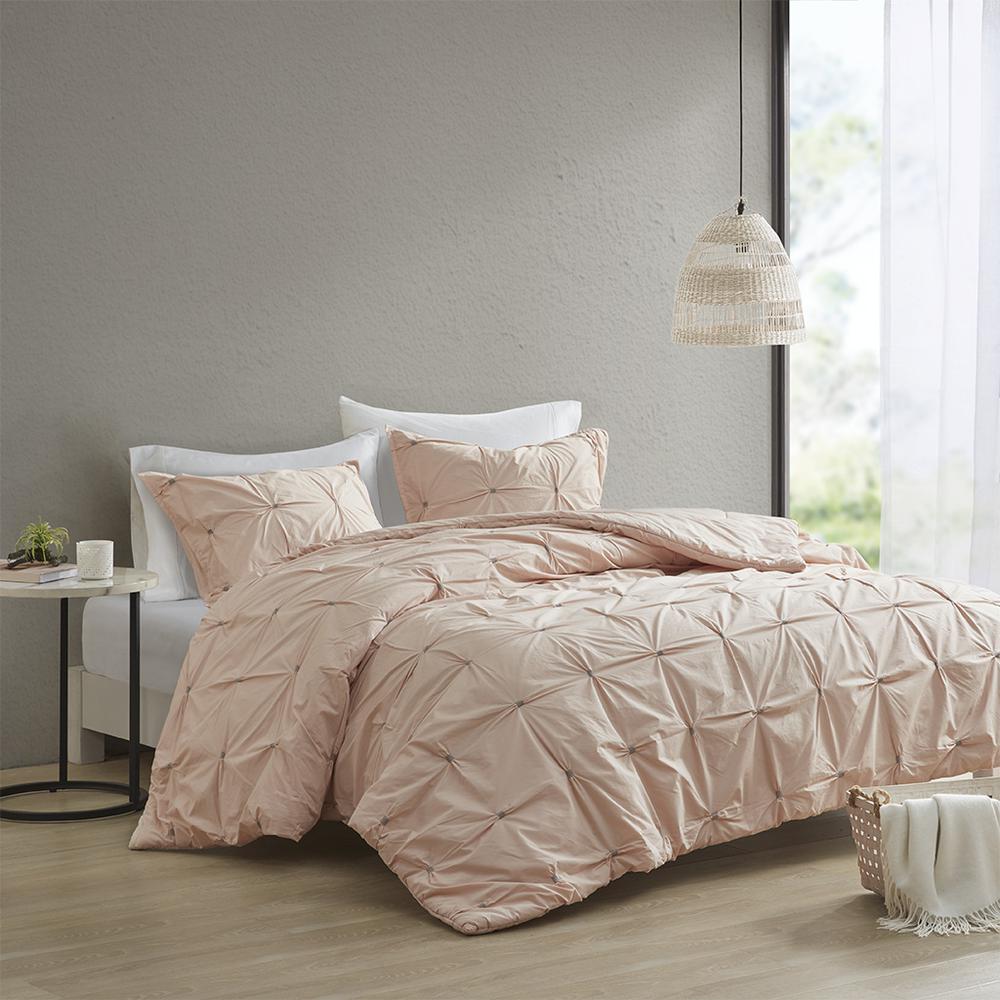 3 Piece Elastic Embroidered Cotton Comforter Set. Picture 5