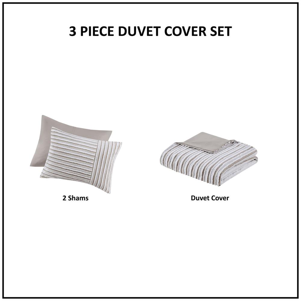 3 Piece Clipped Jacquard Duvet Cover Set. Picture 5