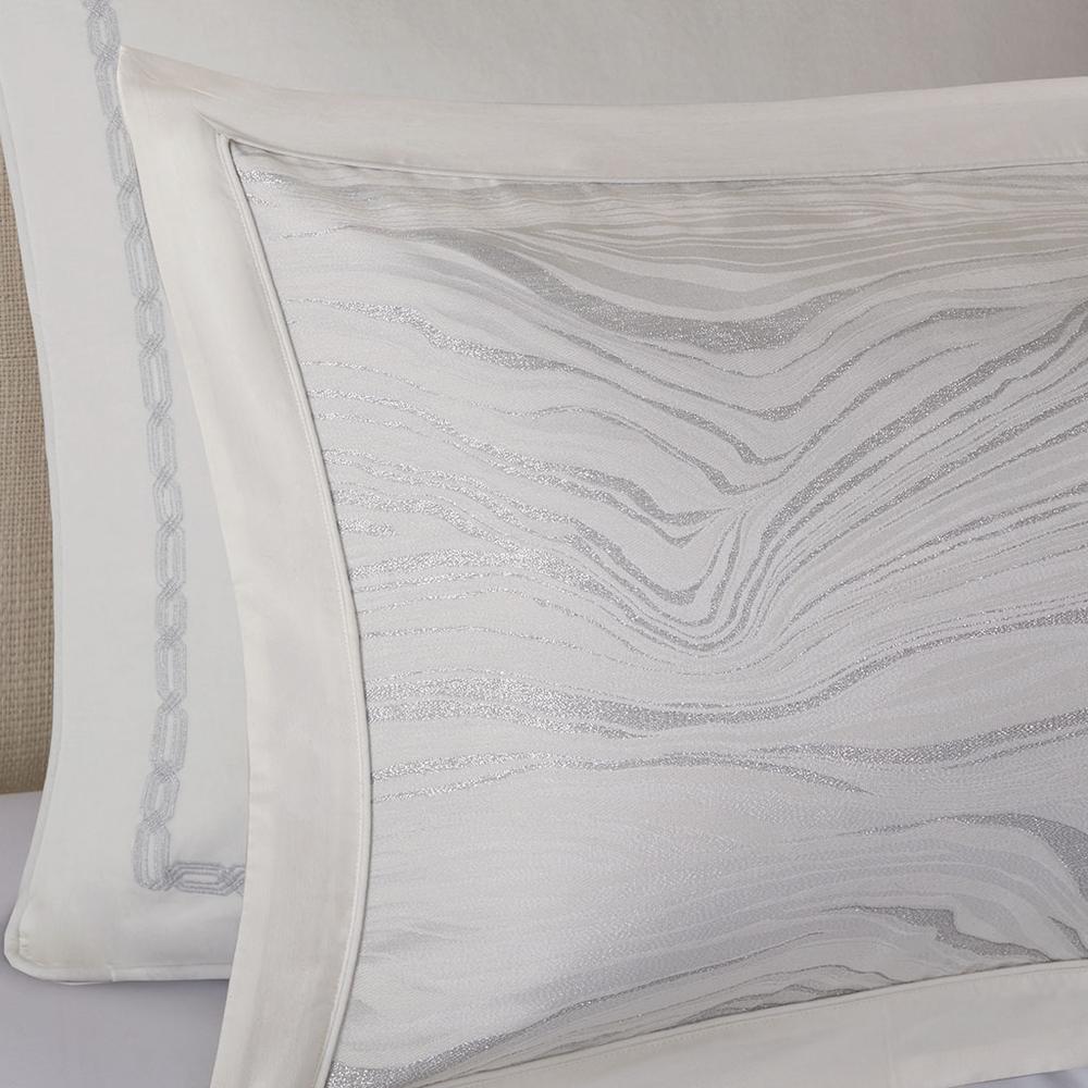White Metallic Jacquard Comforter Set, Belen Kox. Picture 6