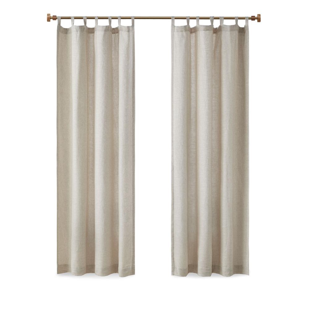 Faux Linen Tab Top Fleece Lined Curtain Panel. Picture 2